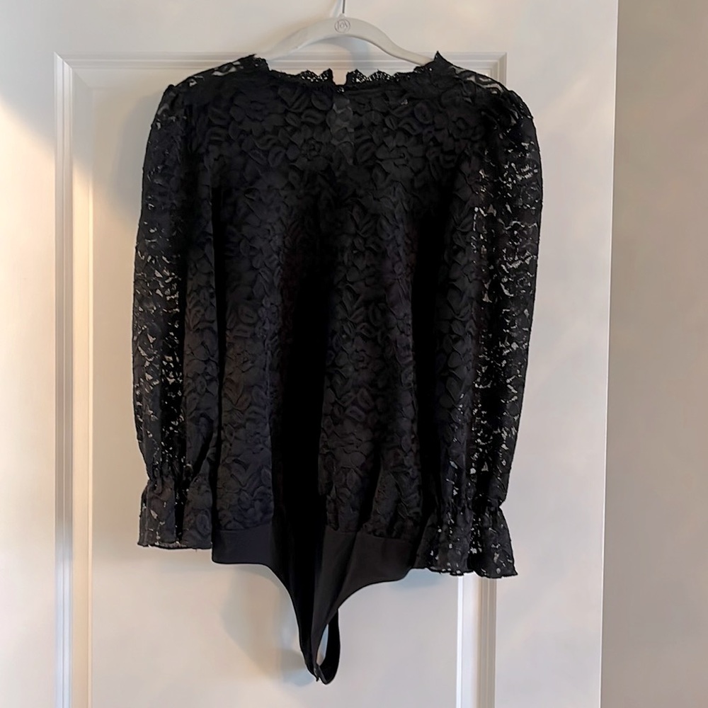 Express Black Lace Long Sleeve Bodysuit